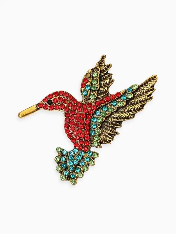 Брошь "Калибри", цветная в чернёном золоте