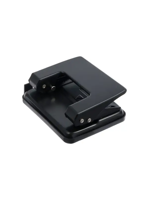 Дырокол 20л метал черный, с линейкой