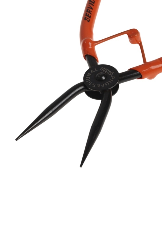 Съемник внутренних стопорных колец ТУНДРА, удлиненные прямые губки на сжим, 190 мм