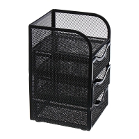 Подставка для канцелярских мелочей Calligrata, 4 отделения, сетка, металлическая, чёрная