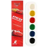 Акварель медовая &laquo;Тачки&raquo;, 6 цветов в картонной коробке, без кисти