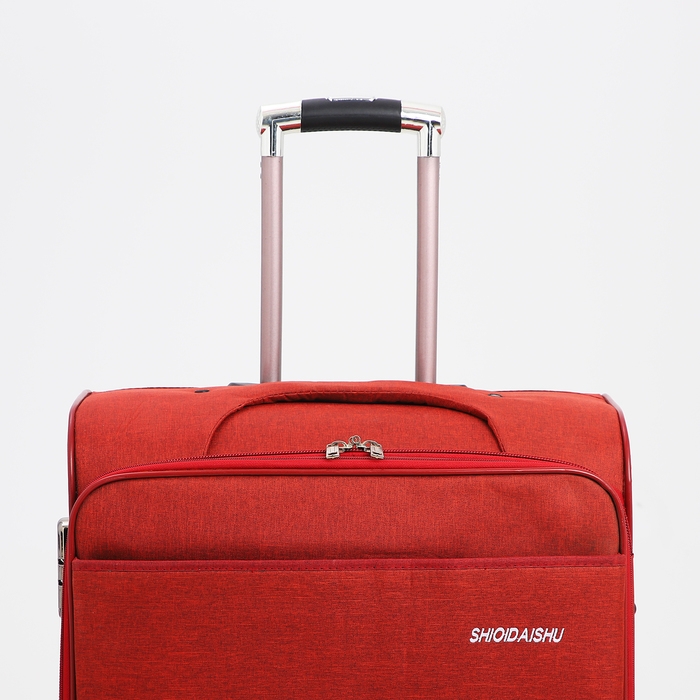 Чемодан большой 95 л (L), отдел на молнии, с расширением, кодовый замок, 3 колеса, 2 наружных кармана, цвет красный