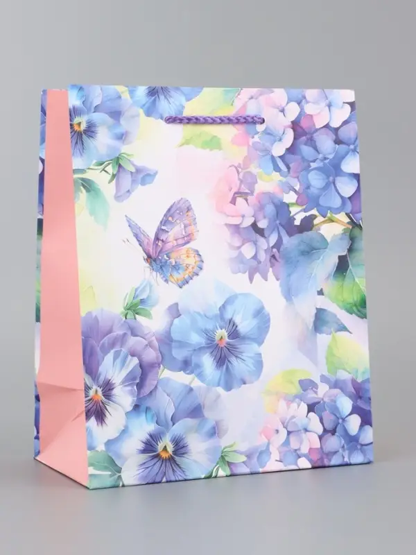 Пакет подарочный ламинированный, "Мир фиалок" 18 х 22,3 х 10 см