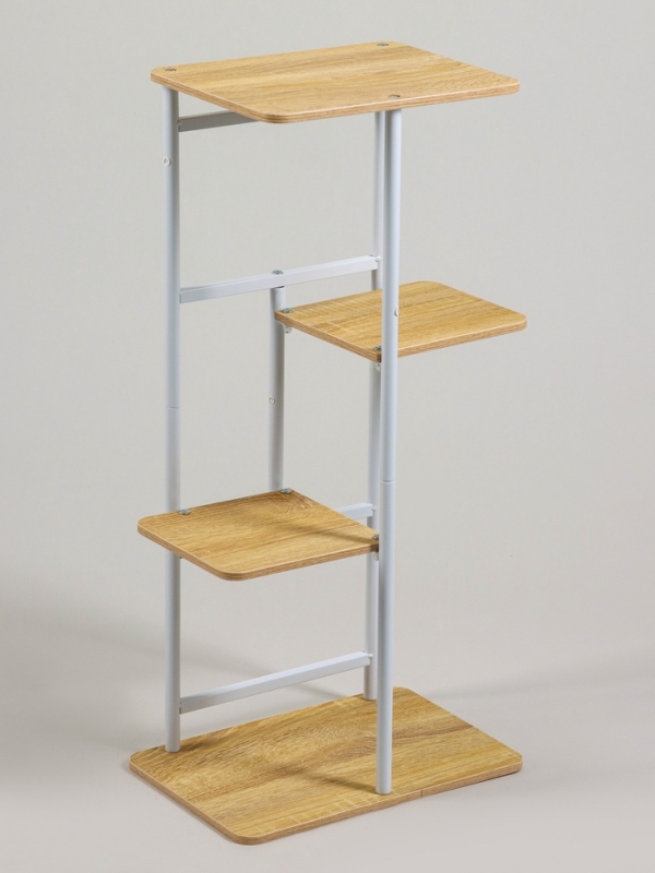 Подставка для цветов Greengo, 4 полки, 36 &times; 23 &times; 74 см, напольная, каркас металл, полки МДФ, белая