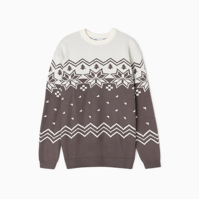 Новый год. Джемпер вязаный детский KAFTAN Scandinavia размер 32 (110-116 см), серый Новый год. Джемпер вязаный детский KAFTAN Scandinavia размер 32 (110-116 см), серый