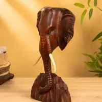 Сувенир "Голова слона" дерево Суар, 18х9х38 см, цв. тёмно-коричневый