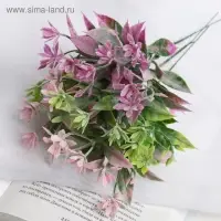 Букет искусственный &laquo;Цветочки с листиками&raquo; с напылением, 22 см, МИКС