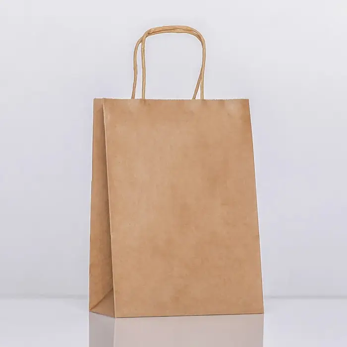 Пакет крафт без печати, круглая ручка, 15&times;21&times;8 см, 120 г