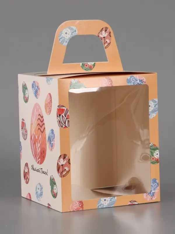 Пасхальная коробочка с окном "Расписные яйца" 15 х 15 х 18 см