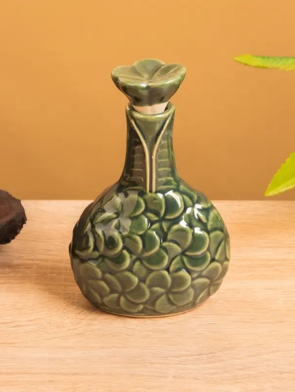 Сосуд для масла &laquo;Тропики&raquo;, 9&times;5.5&times;14 см, керамика, зелёный