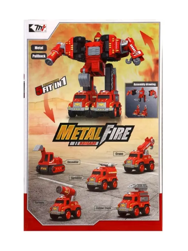 Робот-трансформер &laquo;Огнеборец&raquo; 5в1, собирается из 5 машинок, подвижные детали