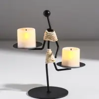 Подсвечник металл на 2 свечи "Абориген жонглёр" d=6 см 16х8х16 см