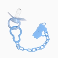 Пустышка классическая, с держателем, +0мес., цвет голубой