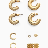 Серьги и каффы «Бублик», набор 9 шт. цвет золото Серьги и каффы «Бублик», набор 9 шт. цвет золото