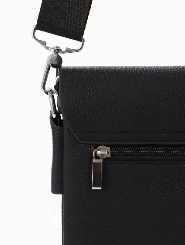 Сумка планшет муж, 19*2*23, 2 отд на молнии,  н/карм, длин рег ремень, черный