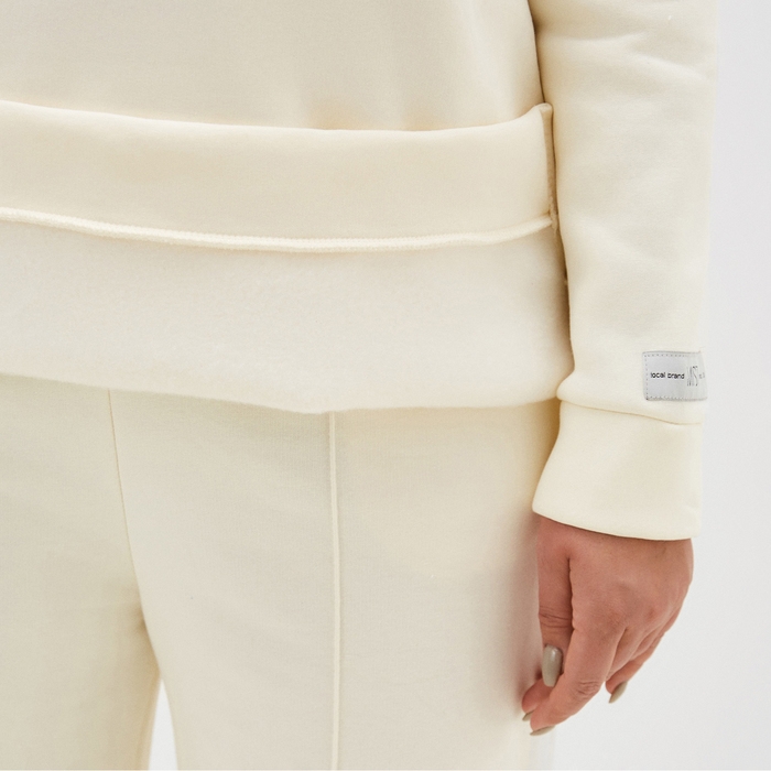 Свитшот удлиненный женский с начёсом MIST Cozy style, молочный, размер 52