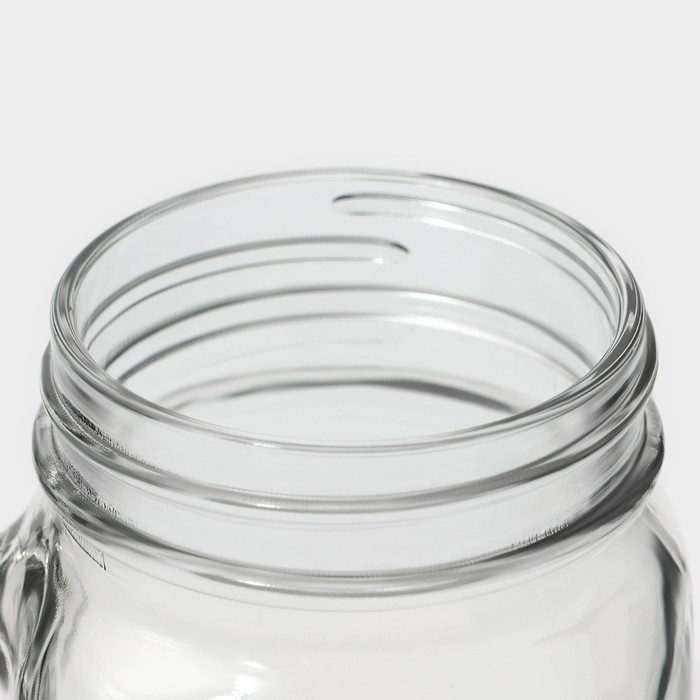 Кружка стеклянная с крышкой и трубочкой Доляна &laquo;Поцелуй&raquo;, 450 мл, 10&times;7,5&times;13 см