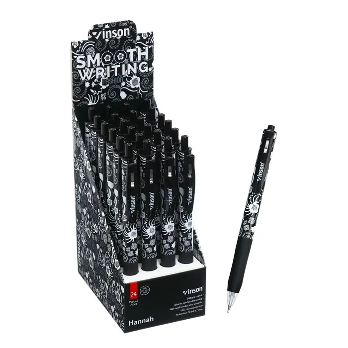 Ручка шариковая автоматическая 0.7 мм, Vinson, синяя масляная, резиновый держатель