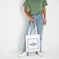 Шопер «Измени мир» 35х0.5х40 см, отдел без молнии, без подклада, белый Шопер «Измени мир» 35х0.5х40 см, отдел без молнии, без подклада, белый