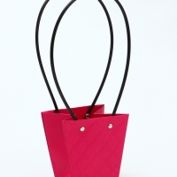 Сумка для цветов тиснение малина влагостойкая, 12x12-8x8-12.5 см