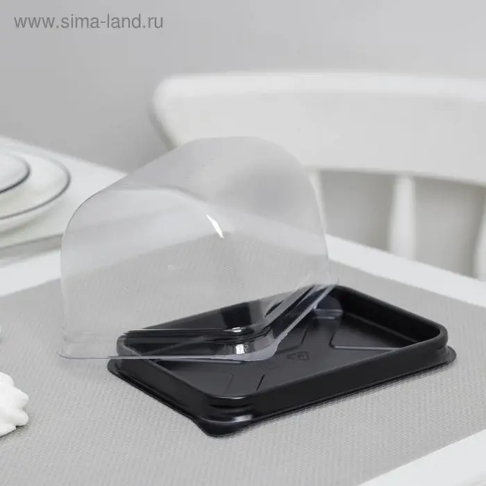 Контейнер для торта пластиковый одноразовый с крышкой УТ-84, 15,3&times;11,6&times;8,2 см, внутренний 13&times;9,3&times;8,1 см, прозрачный