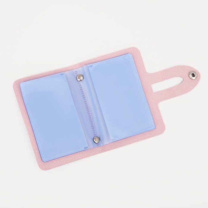 Визитница на кнопке, 24 карты, цвет розовый Визитница на кнопке, 24 карты, цвет розовый