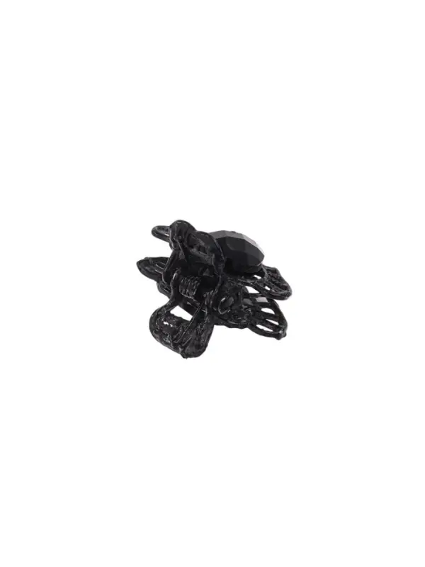 Крабик для волос &laquo;Чёрный ажур&raquo;, ореол сердца, 2.5 см