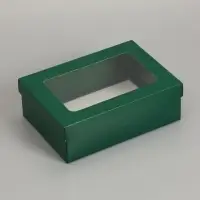 Коробка складная, крышка-дно, с окном, армейский зелёный, 24 х 17 х 8 см