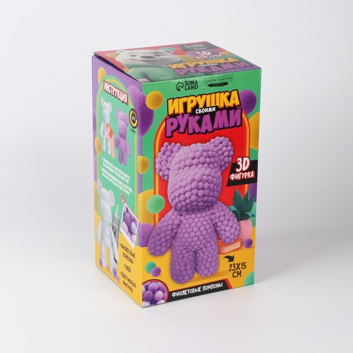 Игрушка помпонами &laquo;Медведь&raquo;, сиреневый