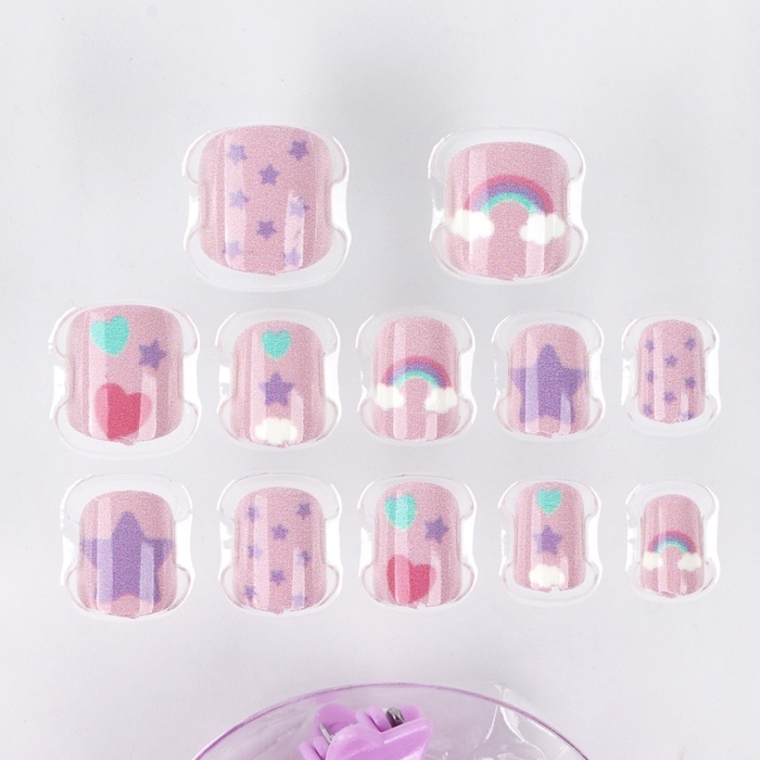 Детские накладные ногти &laquo;Милахи&raquo;, 12 шт, набор с браслетом и заколками