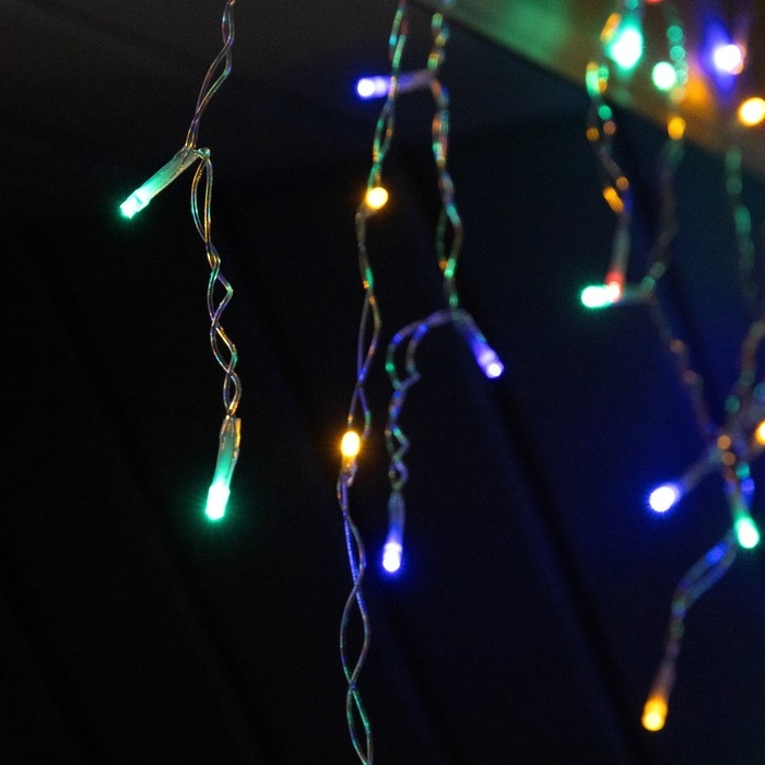 Гирлянда &laquo;Бахрома&raquo; 3 х 0.6 м, IP44, прозрачная нить, 114 LED, свечение мульти, 8 режимов, солнечная батарея