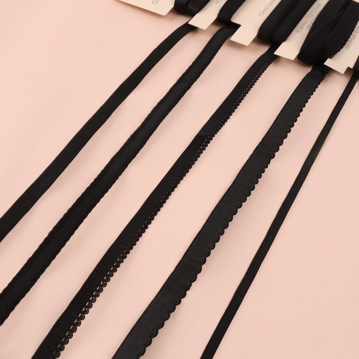Набор резинок для пошива нижнего белья, 5 видов, цвет чёрный Набор резинок для пошива нижнего белья, 5 видов, цвет чёрный