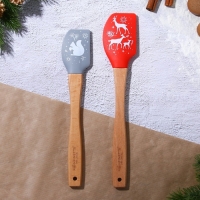 Новый год. Набор силиконовых лопаток &laquo;Лесная сказка&raquo;, 2 шт в наборе (26х5 см, 23.3х4.3 см)