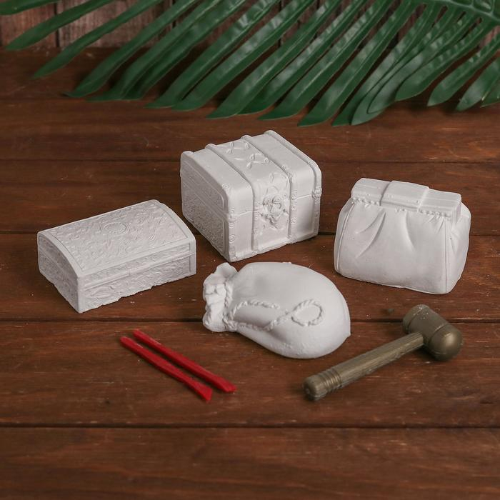 Набор археолога &laquo;Сокровища пиратов&raquo;, серия: 4 брикета, молоток, долото