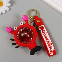 Брелок резина с карабином, ремешком "Крабик" водный с блёстками 9,5х6,5х4 см