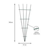 Шпалера, 180 &times; 61 &times; 1 см, металл, зелёная