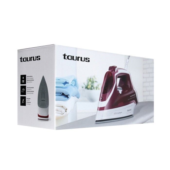 Утюг Taurus Atlantida 3000, керамическая подошва, 3000 Вт, 45 г/мин, 290 мл, бело-красный Утюг Taurus Atlantida 3000, керамическая подошва, 3000 Вт, 45 г/мин, 290 мл, бело-красный