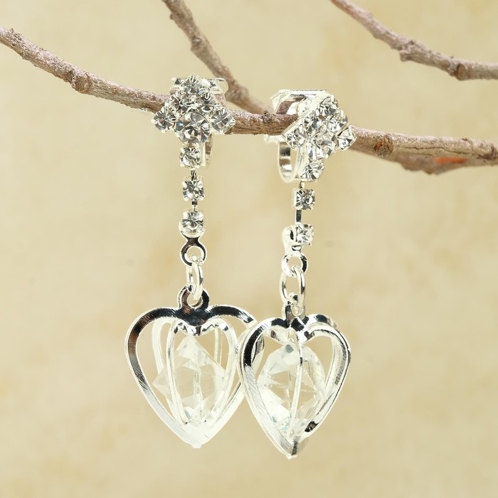 Клипсы &laquo;Грация&raquo; сердце объёмное, цвет МИКС