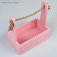 Набор кашпо деревянных 2 в 1 (25&times;15&times;30; 21&times;12&times;23 см) "Dear", ручка канат, розовый