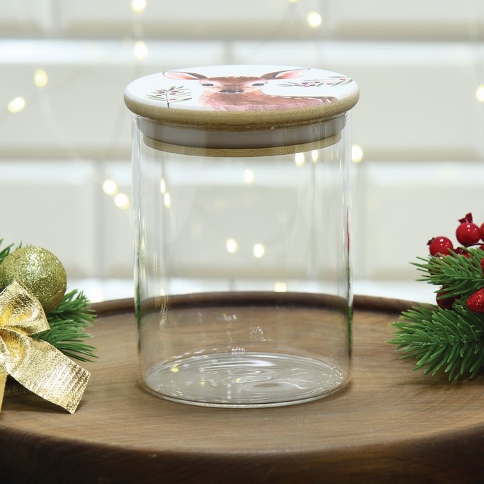 Банка для хранения новогодняя Дорого внимание &laquo;Оленёнок&raquo;, стекло, 450 мл