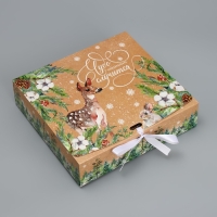 Коробка подарочная новогодняя складная двухсторонняя &laquo;Чудо обязательно случится&raquo;, 20 х 18 х 5 см, Новый год