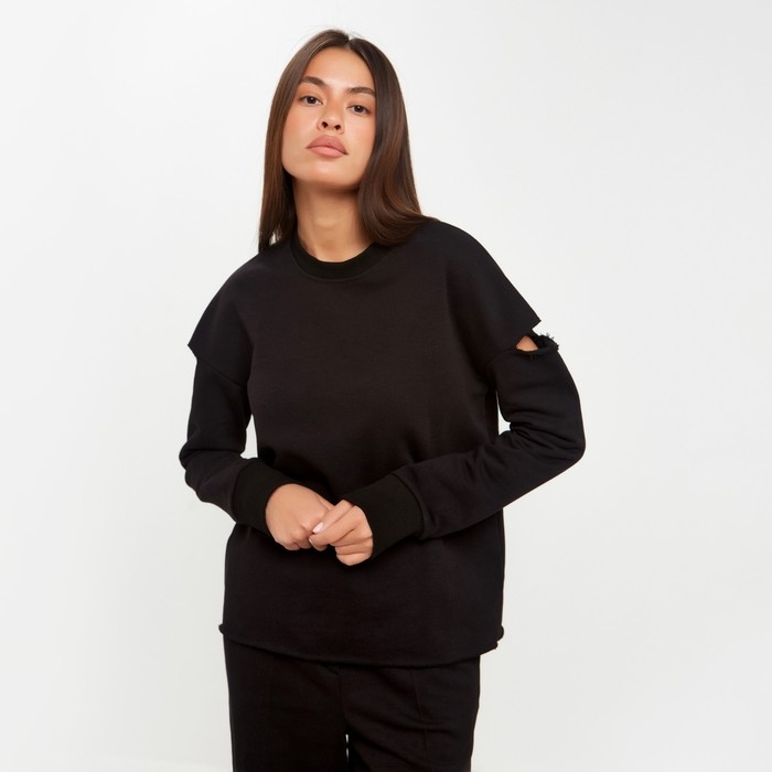 Свитшот женский с разрезами MIST размер 40-42, цвет чёрный Свитшот женский с разрезами MIST размер 40-42, цвет чёрный