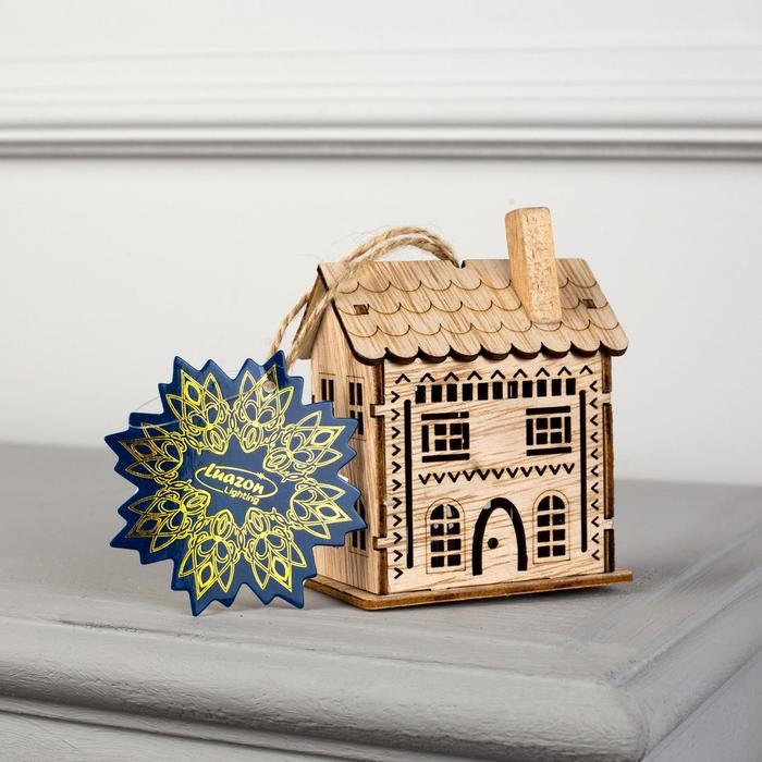 Ёлочная игрушка &laquo;Резной домик&raquo;, от батареек, свечение тёплое белое