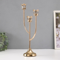 Подсвечник металл на 3 свечи "Цветник" d=2 см золото 16х9х36 см