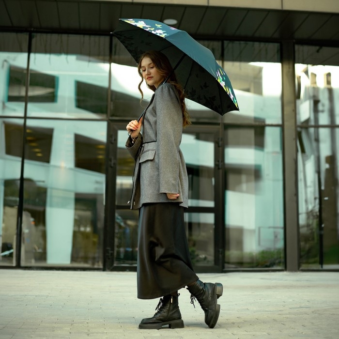 Зонт женский механический &laquo;Яркие бабочки&raquo;, 8 спиц, d=95, цвет чёрный