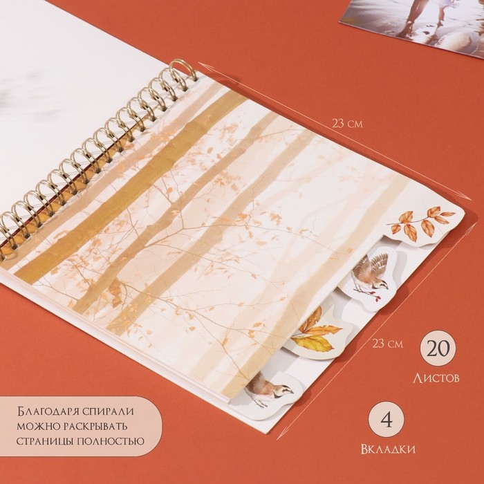 Фотоальбом на спирали 20 листов Фотоальбом на спирали 20 листов "Котики в окне" объёмный элемент + 4 вкладки 24х24 см