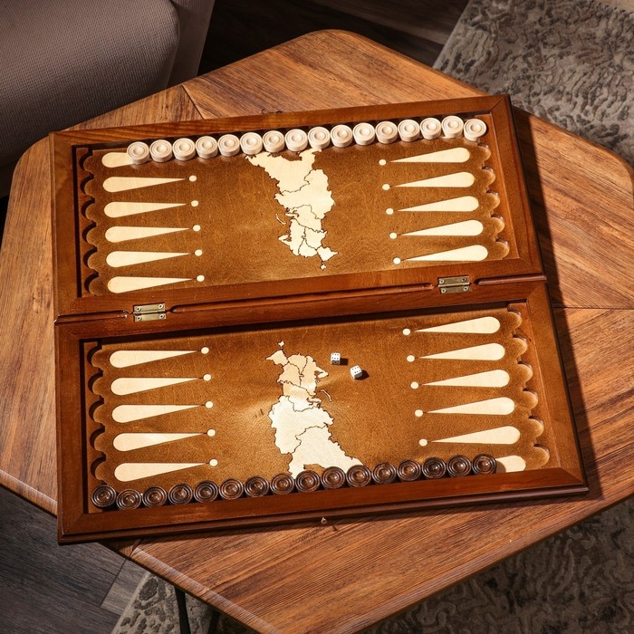 Нарды ручной работы Нарды ручной работы "Герб", 60х30 см, с шахматным полем, Армения