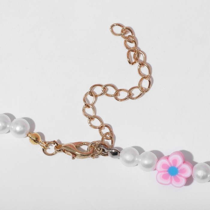 Бусы детские &laquo;Выбражулька&raquo; бусинки и цветочки, цветные, 38 см с удлинителем