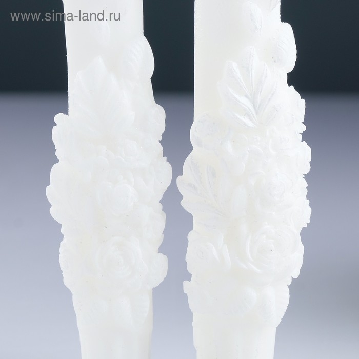 Набор свадебных свечей "Романтика с кольцами", белый, родительская пара