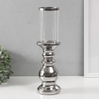 Подсвечник керамика, стекло на 1 свечу "Алберо" d=7,5 см серебро 9,5х9,5х35 см Подсвечник керамика, стекло на 1 свечу "Алберо" d=7,5 см серебро 9,5х9,5х35 см